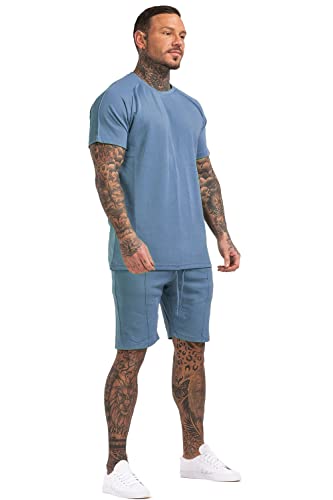 Gingtto Mens Short Sets 2 Piece Outfits Fashion Summer Tracksuits Casual Set(Blue,M) #TOP3