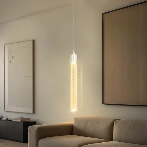 ykolupty Mini 1 Light Chrome Crystal Pendant Lights,Modern Led Kitchen Island Hanging Light Fixture,Adjustable Pendant Lighting for Kitchen Island,Dimmable 2700k-6000k