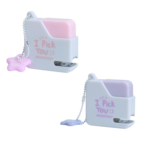 Agrafeuse mignonne rose et violette portable pour économiser de l'espace