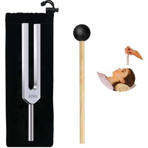 528 hz tuning fork with reflex hammer for healing chakra setaluminum alloy with silicone hammer and storage bag ideal for sound healing spa aromatherapyyoga meditation and relaxation