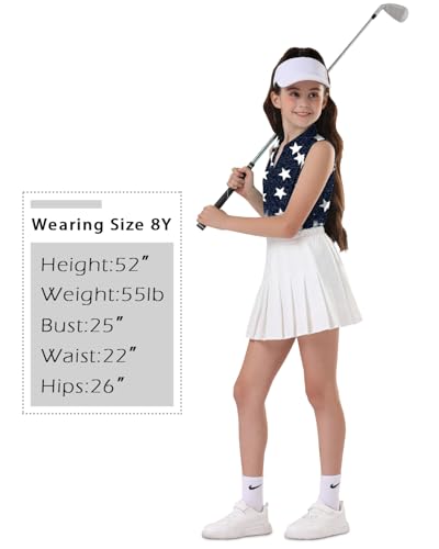 Image of Soneven Girls Sleeveless Polo Shirts Button UP Golf Tennis T-Shirts with Collared Quick Dry Tank Tops for 4-14 Years