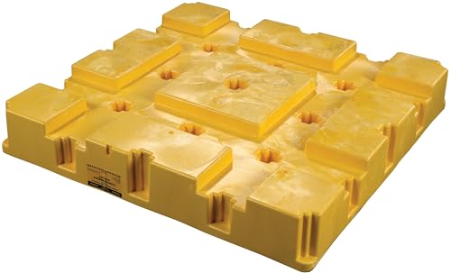 Image of Eagle 4 Drum Spill Containment Pallet with Forklift Pockets, 51.5 inchx51.5 inchx8 inch, 66 Gallon Sump, 8,000 lbs. Load Capacity Secondary Containment Pallet, Made in USA, Yellow, 1645ND