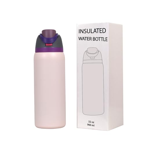 Image of Stainless Steel Water Bottle 32 oz with Flip Lid and Carry Loop (Pink Blue,960 ML)