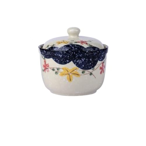 Vintage Ceramic Spice Box with Dustproof Lid – Kitchen Salt and Pepper Shaker, Restaurant Style Seasoning Jar for Home Cooking Professional Kitchens