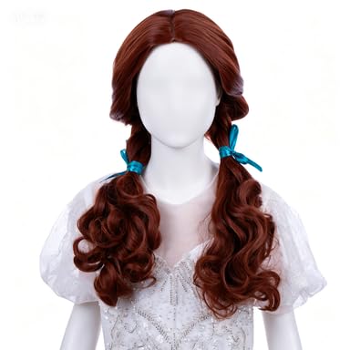 Brown Braided Wig Red Brown Pigtails Wig Halloween Cosplay Wigs for Women Ginger Synthetic Wigs with Hair Cap