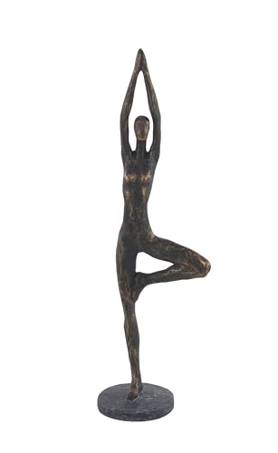 Escultura decorativa de yoga en polystone con acabado en latón miniatura 1