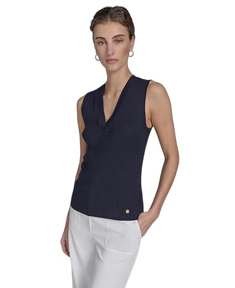 Tommy Hilfiger Women's Sleeveless V-Neck Ribbed Top