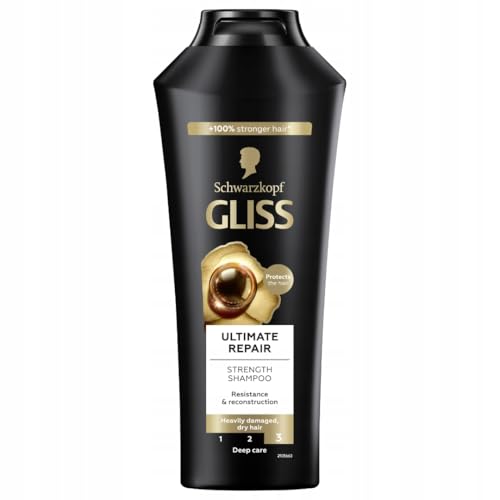 3 botes de champú Gliss Kur Champú 'Ultimate Repair' cabello muy dañado y seco, 250 ml