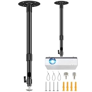 2-Be-Best Projector Mount Length 16-31in / 40-80cm Long Projector Ceiling Mount 360° Rotatable Ceiling Projectors Mounts Adjustable Bracket Mount Black