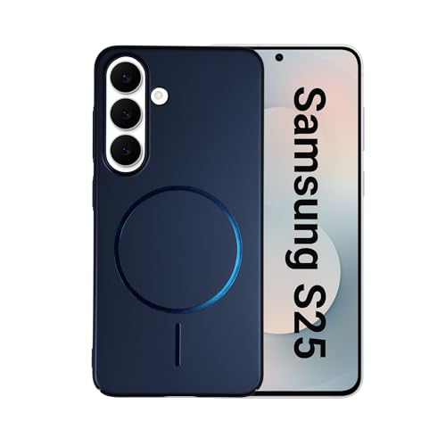 Image of AIBEX Ultra-Thin Mag-Saf Back Cover Case Compatible with Samsung S25| Slim Fit Scratch-Resistant Matte | Magnetic Wireless Charging | Microfibre Lining | Camera Protection (PC Material) - Dark Blue