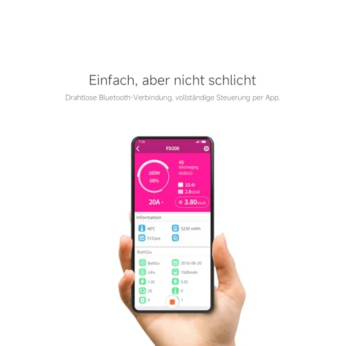ISDT FD-200 Intelligent Entladegerät,200W 25A Drahtlose Bluetooth APP-Steuerung Lipo Discharger,Gerät um die Kapazität von Lifepo4 Akkus zu Testen,Entlader for 2-8S Lipo Battery Discharging