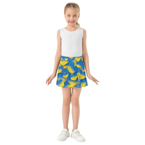 Joisal Girls' Shorts Athletic Skorts Tennis Skirts for Kids Funny Pleated Blue Yellow Hearts Gradient 3t3