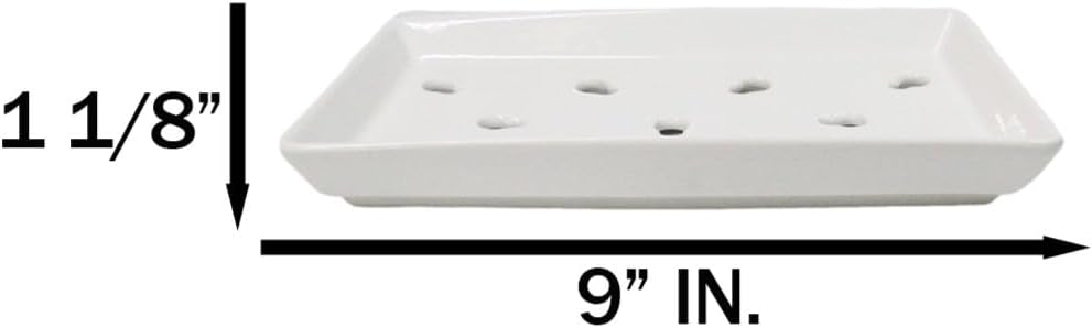 Ebros Gift Japanese Cuisine White Porcelain Neta Zara Sushi Sashimi Chef Serving Plate With Perforated Draining Drip Holes 9" X 5.25" Sushi Case Raw Food Preparation Storage Restaurant Supply (6)