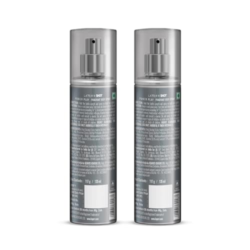 Image of Layer'r Shot Power Play Body Spray Combo for Men 135ml Pack of 2 | Premium Long-Lasting Fragrance | Bergamot, Sage, Leather & Oakmoss Notes | Everyday Deodorant | Skin-Friendly Perfume