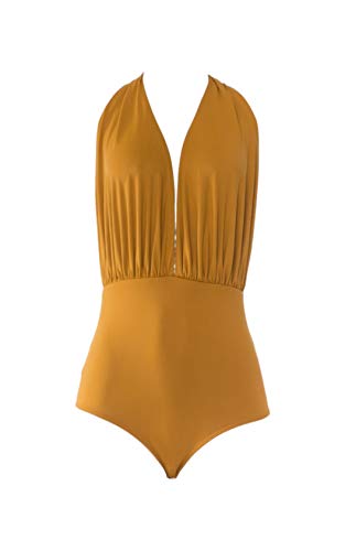 Maiô/Body em lycra frente única gola V com alça ajustável verão casual com proteção solar UV Donna B