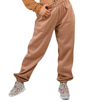 NY Deluxe Edition - Pantalon de Jogging surdimensionné en polaire avec élastiques aux chevilles - pour Femme, Tailles XS à L - Beige - 40 Cover