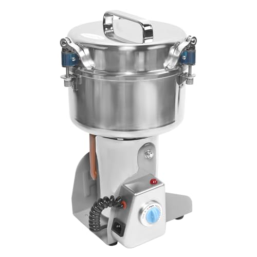 Bokknppo Electric Grain Mill Grinder Stainless Steel Dry Food Grinder Machine High-speed Commercial Spice Mill Wheat Flour Corn Pulverizer for Kitchen Herb Coffee (2000g)