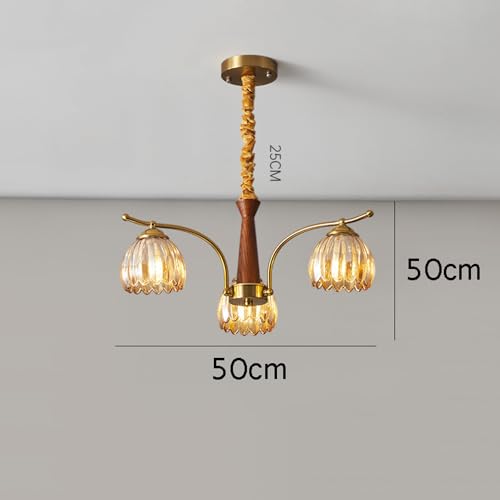 Suspension tulipe ambrée 3 lampes pour illuminer chaleureusement votre salle à manger - 5