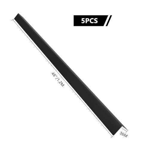 Image of 5pcs 48 inch L*1.42 inch W Aluminum Self-Adhesive Wall Corner Protectors, Wall Furniture Bumper, Safety Baby Proofing Corner Cushion Table Edge, Wide Coverage and Easy to Install - Black