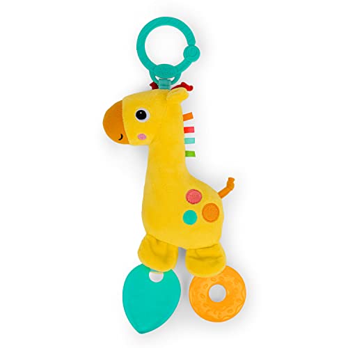 Image of Bright Starts Safari Soother Rattle & Teether Toy for Stroller and On-The-Go - Giraffe - Unisex, Newborn +
