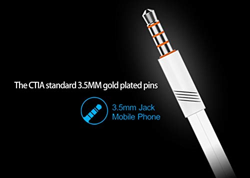 Image of Celebrat Series D1 Flat Wired Plastic in-Ear Earphone Stereo Sound Mobile Earphones with Mic (White)