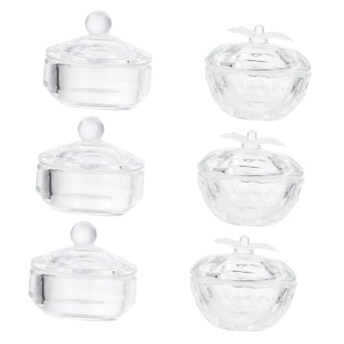 OFFIGAM 6 Piezas copa de cristal para uñas Arte de uñas clavo mini contenedor uña del dedo del pie Polaco taza de cristal de uñas taza de líquido de manicura Vidrio de alto borosilicato