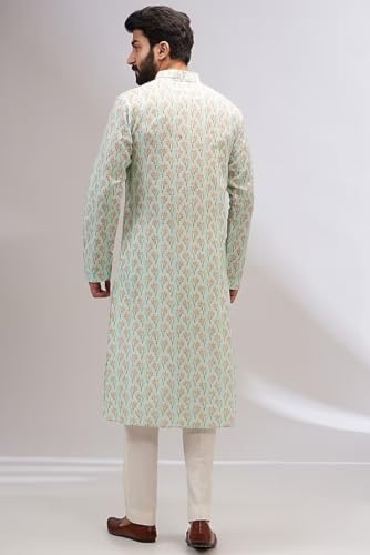 Lookmark Men's Cotton Blend Printed Long Kurta Suitable For All Indian Wedding, Occasions, And Festivals (Az-Lm-Og-Kurta 29-Xxl) Green