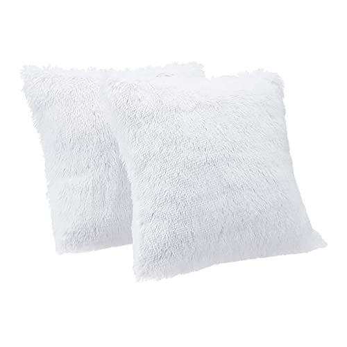 Amazon Basics Shaggy Long Fur Faux Fur Throw Pillow Covers, 18