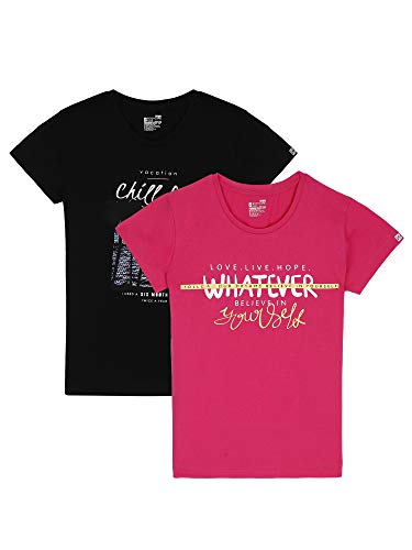 Image of BODYCARE Infant Baby Girls Cotton T-Shirt Round Neck Half Sleeves Ultra Soft Breathable Fabric Regular Fit Casual Tee Summer Wear Top for Kids