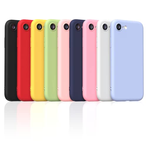 Ikziwreo - 9 Pezzi Cover compatibile con iPhone SE 2022/2020/iPhone 7/8 Custodia, Case Morbida in Silicone TPU, [ Serie Arcobaleno ], Custodia Ultrasottile e leggera Antiurto