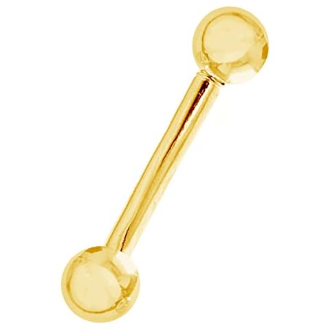 Ritastephens 14k Solid Yellow or White Gold Barbell Eyebrow Ring Body Jewelry 16 Gauge Cover