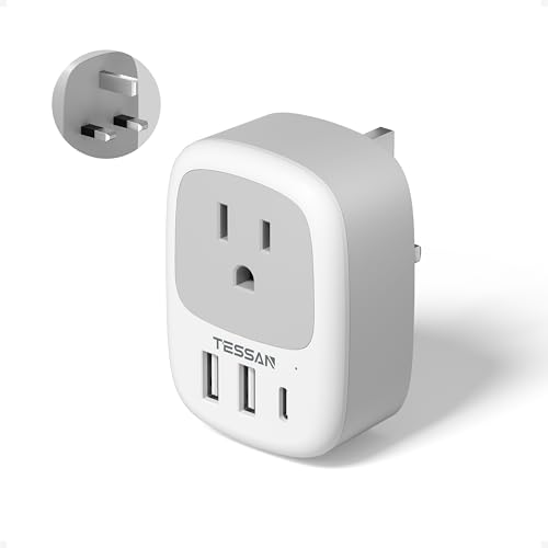 TESSAN US to UK Plug Adapter with USB 4 in 1 American to UK Travel Adapter
