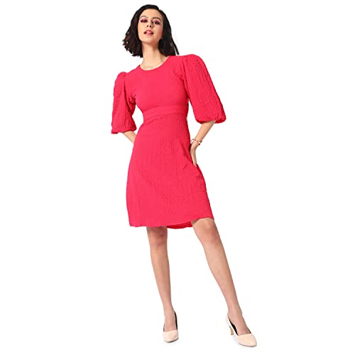 Image of PINACOLADA Women's Solid Dress for Casual Wear | Regular Sleeve | Quality Stretchable Fabric | Dress Crafted with Enhanced Stretch and Comfort Fit for Everyday Wear