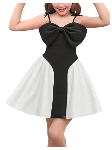 GORGLITTER Girl's Dresses Bow A Line Ruffle Sleeveless Cute Tie Shoulder Princess Cami Mini Dresses