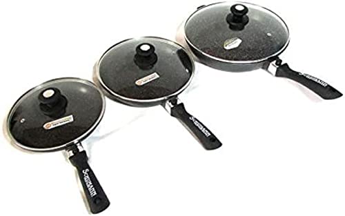 Schumann Professionnel - Lot 3 Poêles Moove Revêtement en Pierre - Compatibles Tous feux dont Induction - Fonte d'Aluminium Sans PFOA - Manches Amovibles en...