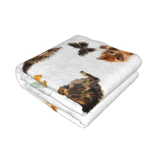 Couverture de lit EdWal microfibre chaton papillon légère - 3