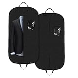 2 Stück Kleidersack,120 x 60 cm Schwarz Kleidersäcke mit Reißverschluss,Shirt Anzug Kleid Kleidung Tasche,Staubschutz für die Lagerung von Kleidung