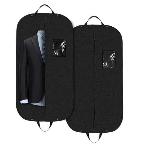 2 Stück Kleidersack,120 x 60 cm Schwarz Kleidersäcke mit Reißverschluss,Shirt Anzug Kleid Kleidung Tasche,Staubschutz für die Lagerung von Kleidung