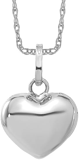 IceCarats 14K Solid White Gold Heart Necklace Love Pendant Charm - Image 2