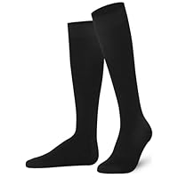 Mysocks Black Knee High Socks for Women Men Girls - Seamless Toe Plain Long Knee Length Socks - Breathable Cotton Tall Sock Stockings Black,8-11