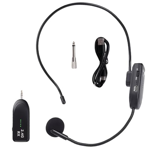 GOEDCH Wireless Mikrofon Headset: 2.4G UHF Wiederaufladbares Drahtloses Mikrofon, Kabelloses mikrofon Funkmikrofon Headset mit 30M Reichweite, Kopfmikrofon und Handheld 2 in 1 für Unterricht