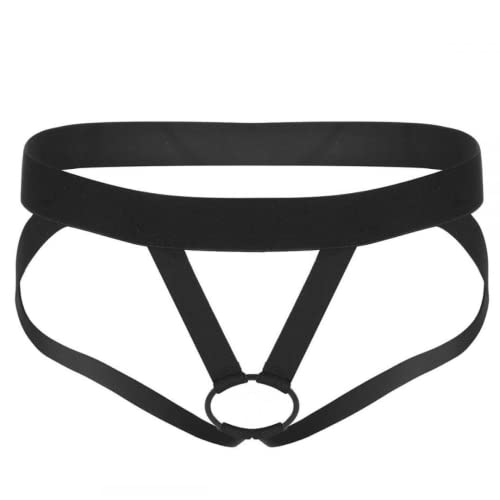 Cueca Jockstap Masculino em Elástico Preto Com Anel Peniano