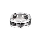 PAURO Femme Acier Inoxydable Céramique 7MM Minimaliste Haute Poli Bande de Mariage Bague Pliable Noir Taille 60