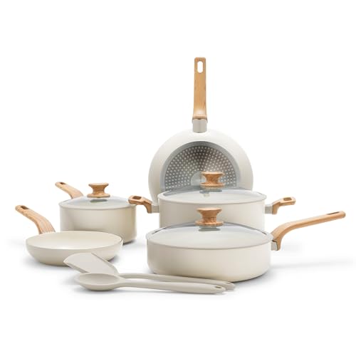 GreenPan Rio Essence Wood 10 Piece Cookware Pots and Pans Set, He...