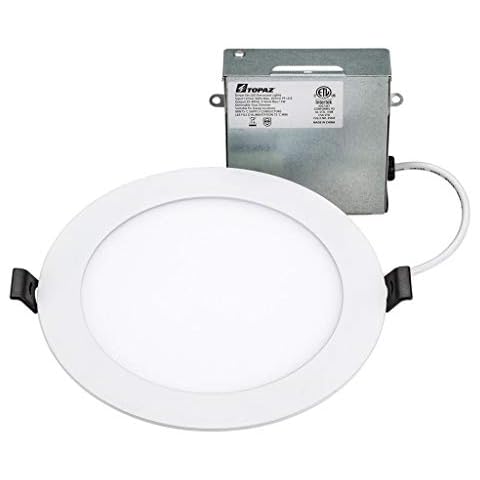 Topaz Round 6 Inch LED Slim Fit Recessed Downlights, 12 W, Ceiling Light with Junction Box, 5CCT Selectable 2700K,3000K,3500K,4000K,5000K, White Cover