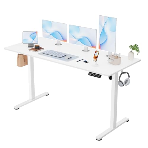 Image of Furmax 55 Inches Electric Standing Desk, Home Office Desk with Phone Holder