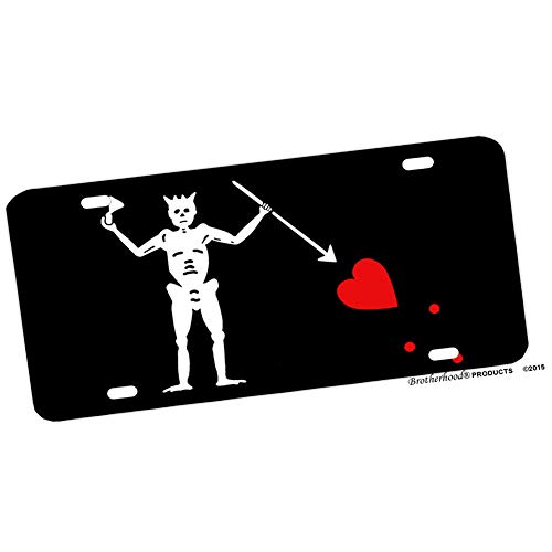 BrotherhoodProducts Black Beards Pirate Flag Aluminum License Plate