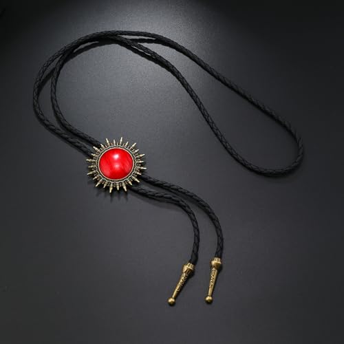 Image of Bolo Tie for Men Women Cowboy Turquoise Celtic Natural Tiger Eye Stone Longhorn Bull Western Leather Bolo Necktie