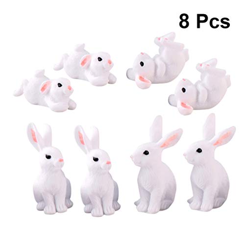 STOBOK 8Pcs Miniatura Figuras De Coelho Coelhinho Da Páscoa Coelho De Fadas Jardim Ornamentos Micro