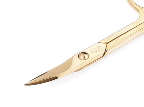 Gold plated high carbon steel curved nail scissors German nail cutter by Malteser, Germany